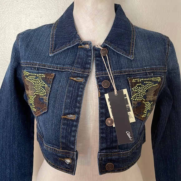 NWT Clash Jeans Cropped Jean Jacket. Large - Picture 2 of 9
